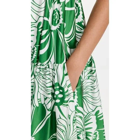 Borgo De Nor Calypso Green Merle Cotton Sleeveless Maxi Dress Gown Tuckernuck - Picture 6 of 13